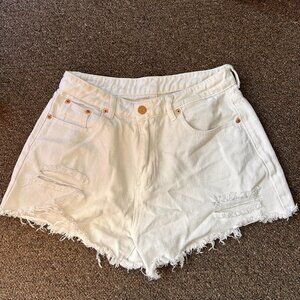 White Ripped Jean Shorts